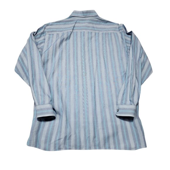 Ermenegildo Zegna‎ XXL Stripe Blue & Gray Cotton/Silk Mens Button-Up Shirt - Picture 5 of 8